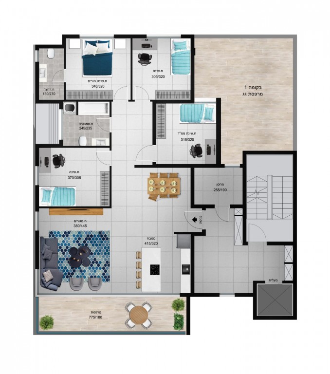 Appartement 5 pièces  Netanya Ramat Efrayim 460-IBL-198