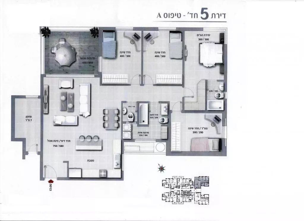 Appartement 5 pièces  Ashdod He 210-IBL-1637