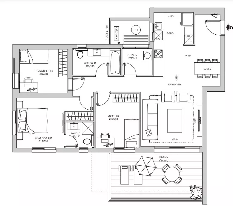 Appartement 3 pièces  Rishon Le Tzion Centre ville 342-IBL-6231