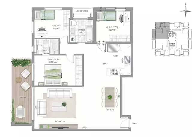 Apartment 4 rooms Herzliya City center 342-IBL-6358