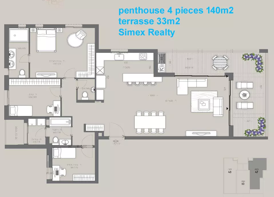 Appartement 3 pièces  Jerusalem Talpiot 427-IBL-621