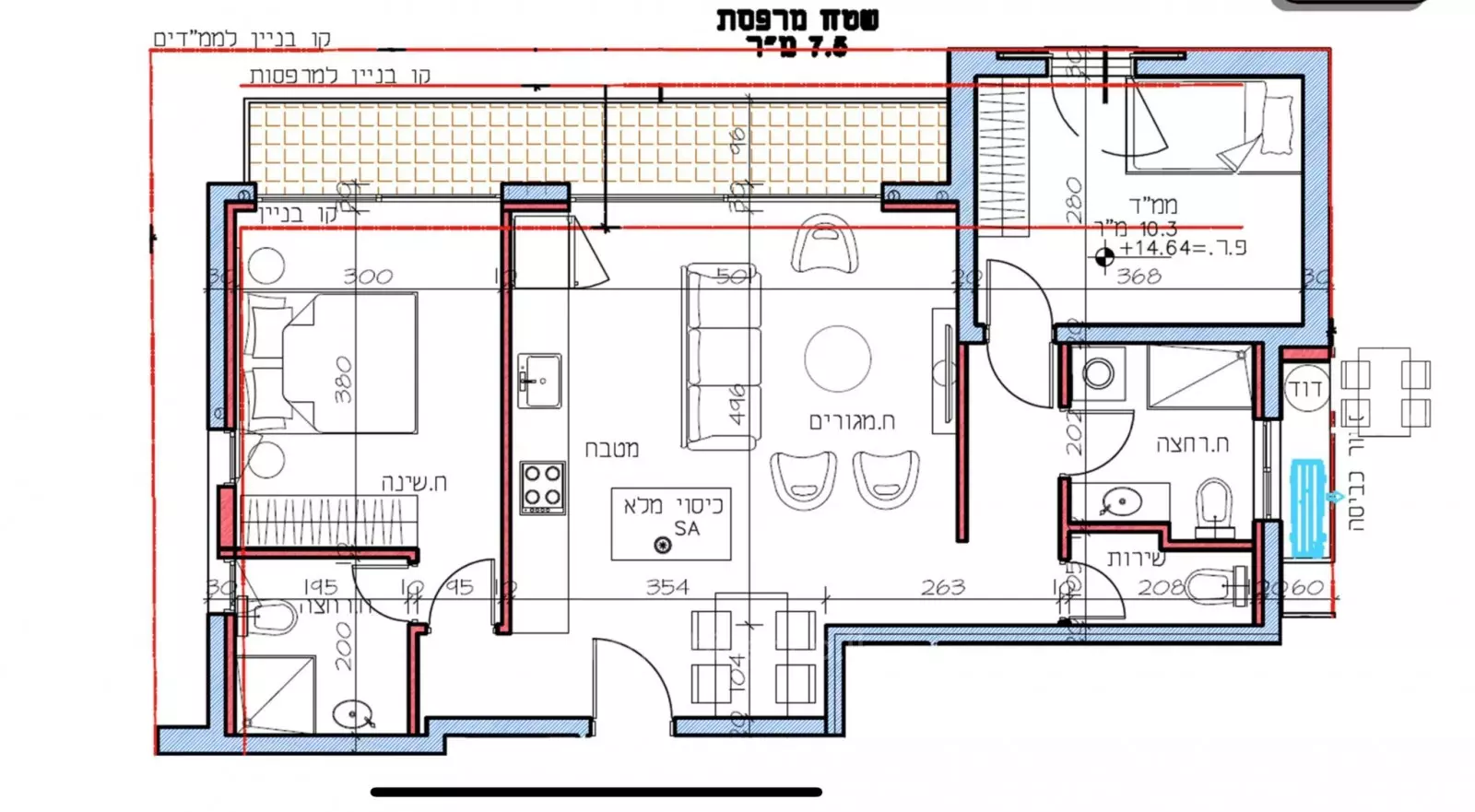 Appartement 3 pièces  Tel Aviv Habima 457-IBL-1032